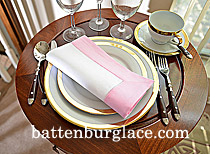 White Hemstitch Diner Napkin wtih Pink Lady colored Border
